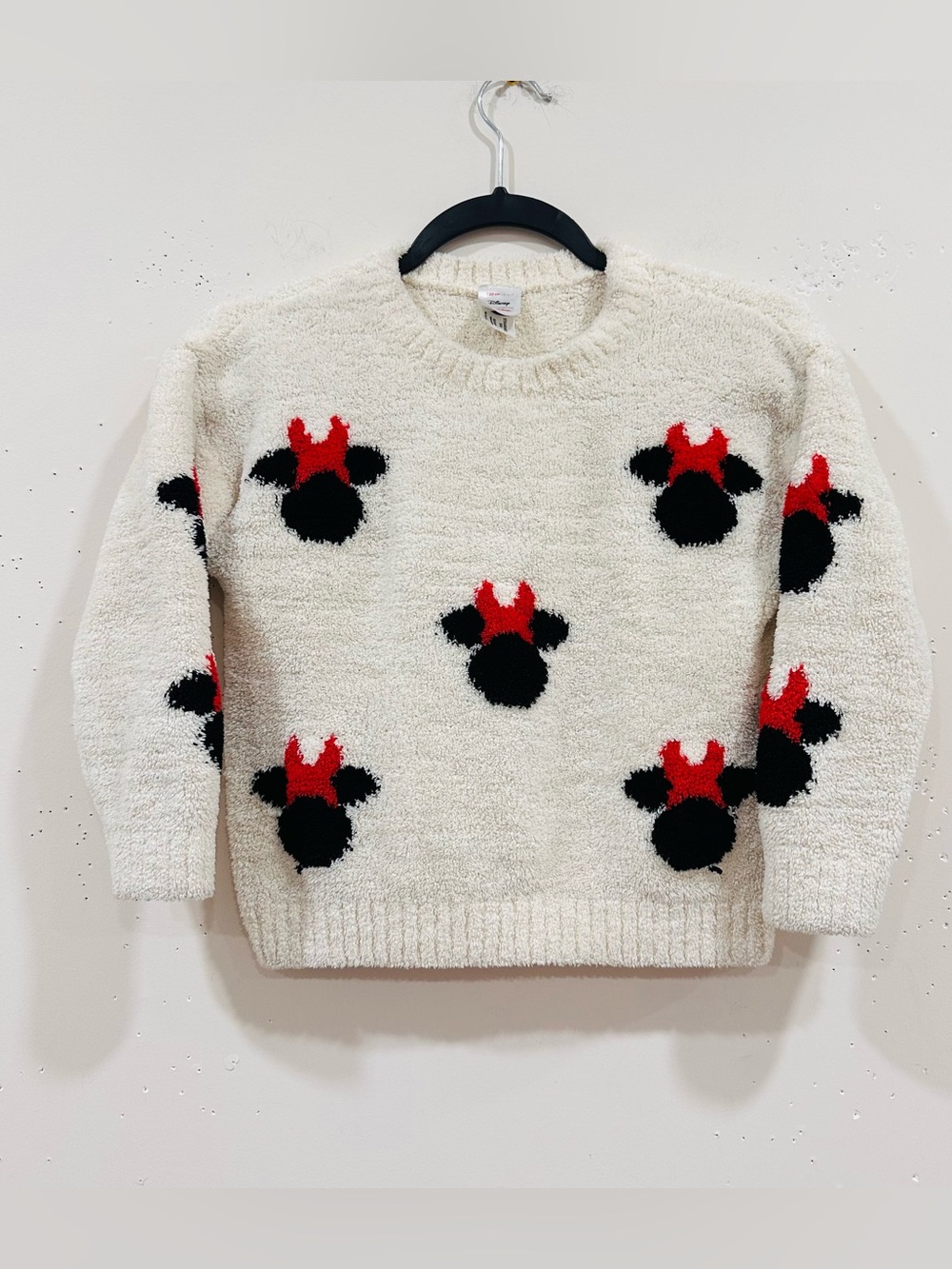 Hanna Andersson Disney Minnie Mouse Chenille Fuzzy Sweater Cream 120 US 6-7